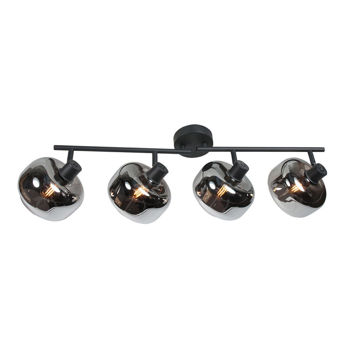 Zwarte 4-Lichts Plafondspot Tenebris 4211ZW – Stijlvolle Verlichting met Smoke Glas