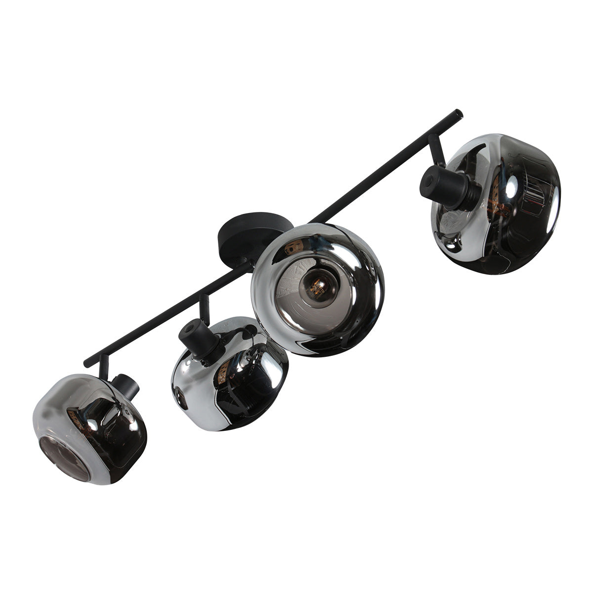 Zwarte 4-Lichts Plafondspot Tenebris 4211ZW – Stijlvolle Verlichting met Smoke Glas