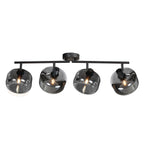 Zwarte 4-Lichts Plafondspot Tenebris 4211ZW – Stijlvolle Verlichting met Smoke Glas