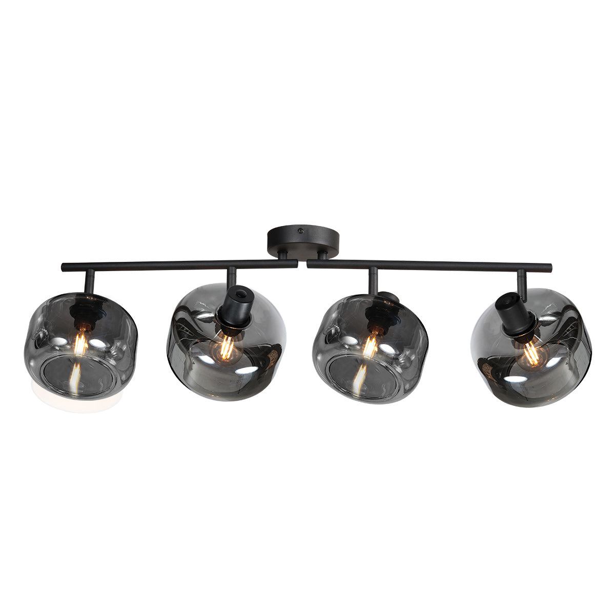 Zwarte 4-Lichts Plafondspot Tenebris 4211ZW – Stijlvolle Verlichting met Smoke Glas