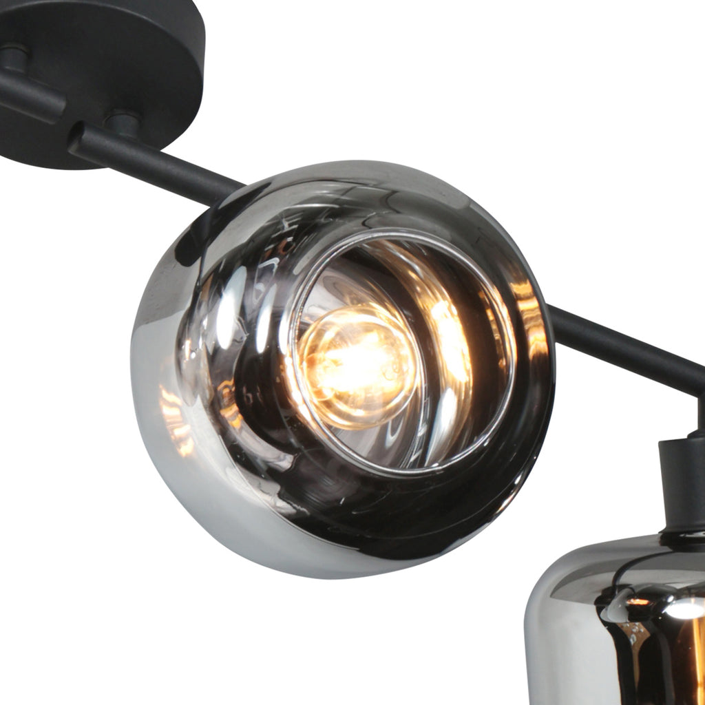 Zwarte 4-Lichts Plafondspot Tenebris 4211ZW – Stijlvolle Verlichting met Smoke Glas