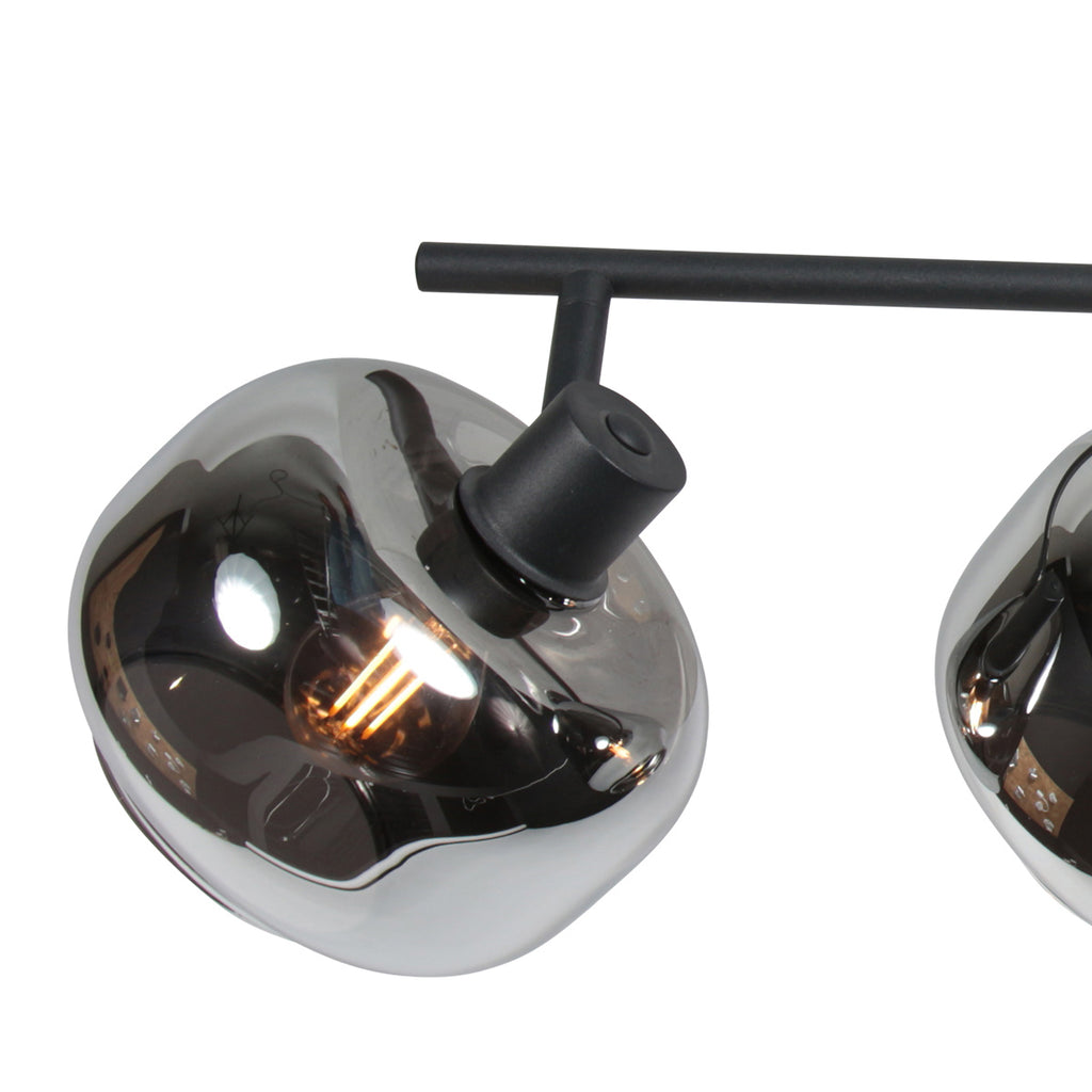 Zwarte 4-Lichts Plafondspot Tenebris 4211ZW – Stijlvolle Verlichting met Smoke Glas