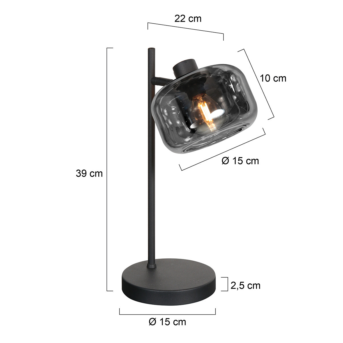 Zwarte 1-Lichts Tafellamp Tenebris 4212ZW – Stijlvol en Sfeervol Design