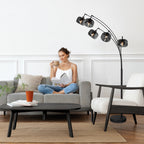 Zwarte 5-Lichts Vloerlamp Tenebris 4214ZW – Luxe en Sfeervolle Verlichting