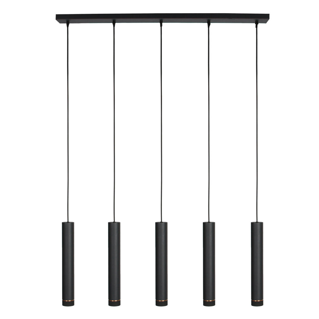 Zwarte vijflichts Hanglamp DownLume 4216ZW met GU10 fitting