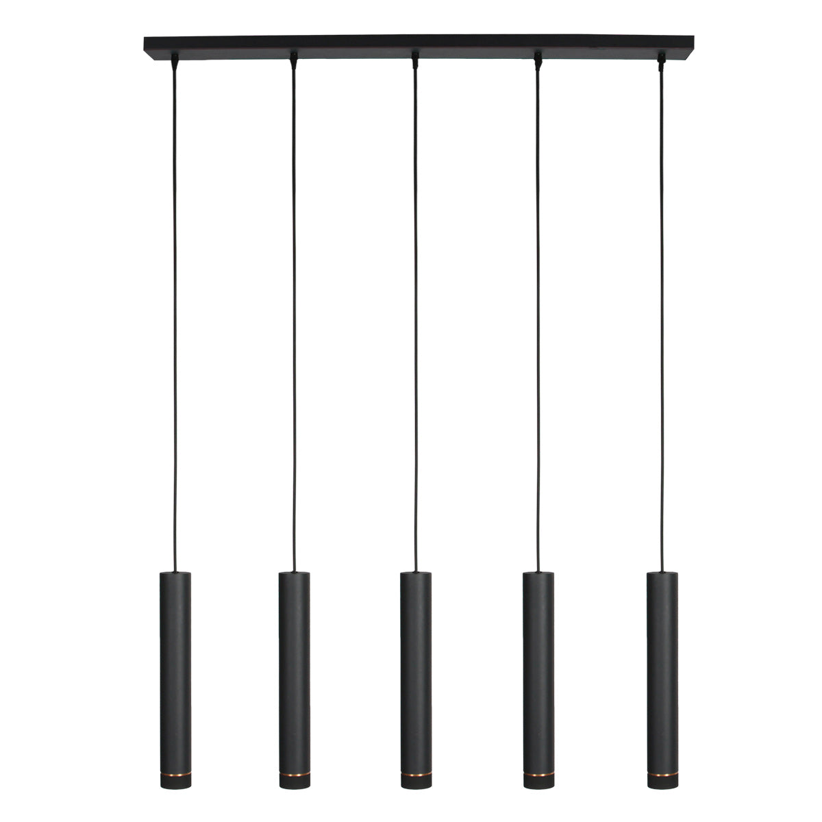 Zwarte vijflichts Hanglamp DownLume 4216ZW met GU10 fitting