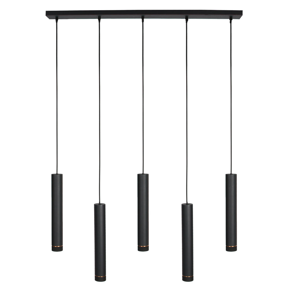 Zwarte vijflichts Hanglamp DownLume 4216ZW met GU10 fitting