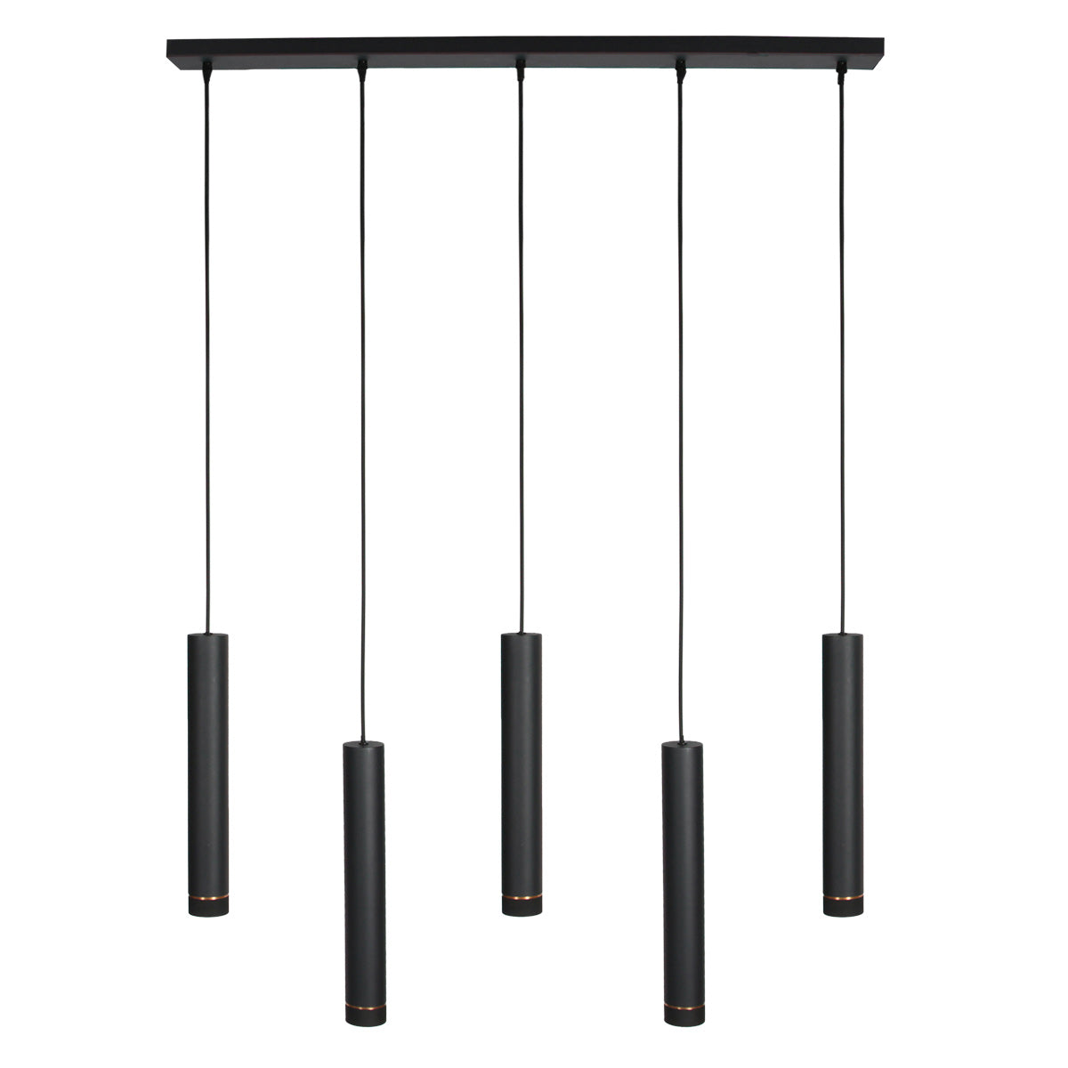 Zwarte vijflichts Hanglamp DownLume 4216ZW met GU10 fitting