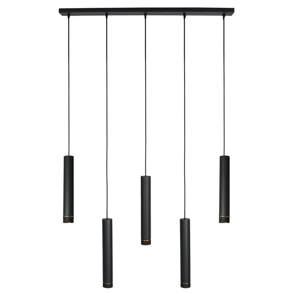 Zwarte vijflichts Hanglamp DownLume 4216ZW met GU10 fitting