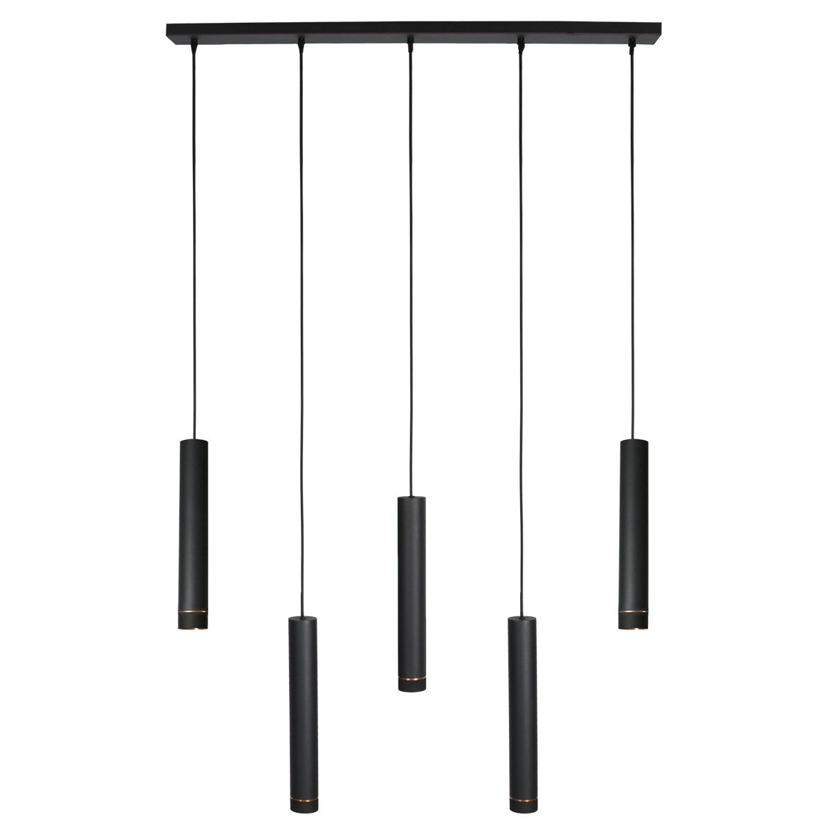 Zwarte vijflichts Hanglamp DownLume 4216ZW met GU10 fitting