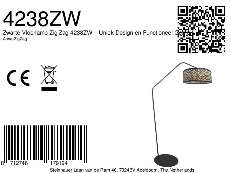 Zwarte Vloerlamp Zig-Zag 4238ZW – Uniek Design en Functioneel Gebruik