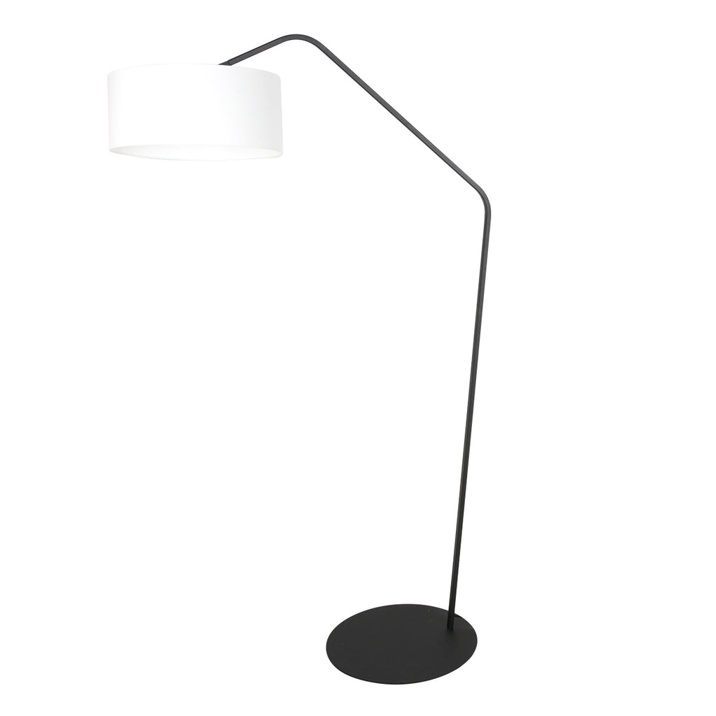 Zwarte vloerlamp Zig-Zag 4244ZW met wit grof linnen kap – Uniek design en functioneel gebruik