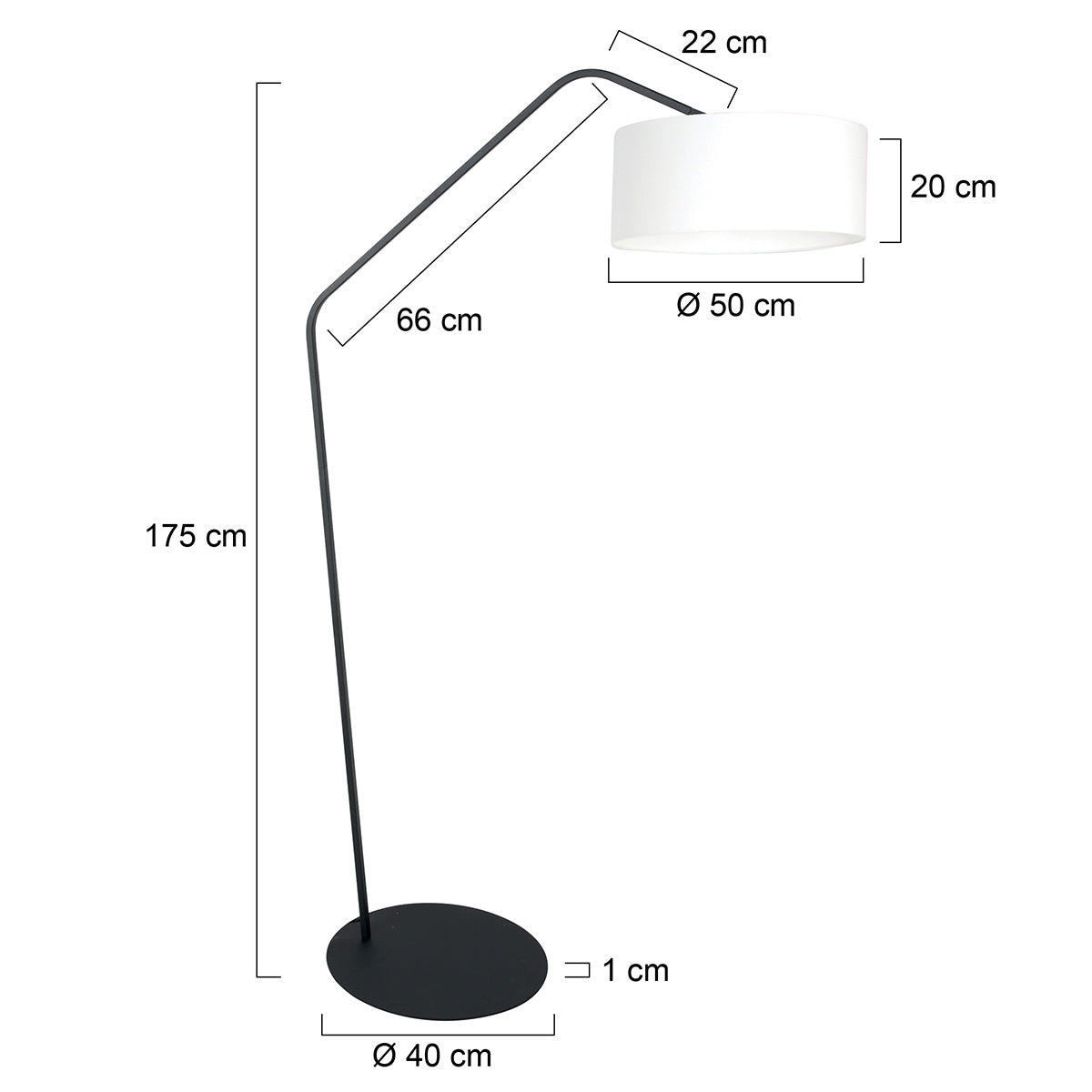 Zwarte vloerlamp Zig-Zag 4244ZW met wit grof linnen kap – Uniek design en functioneel gebruik