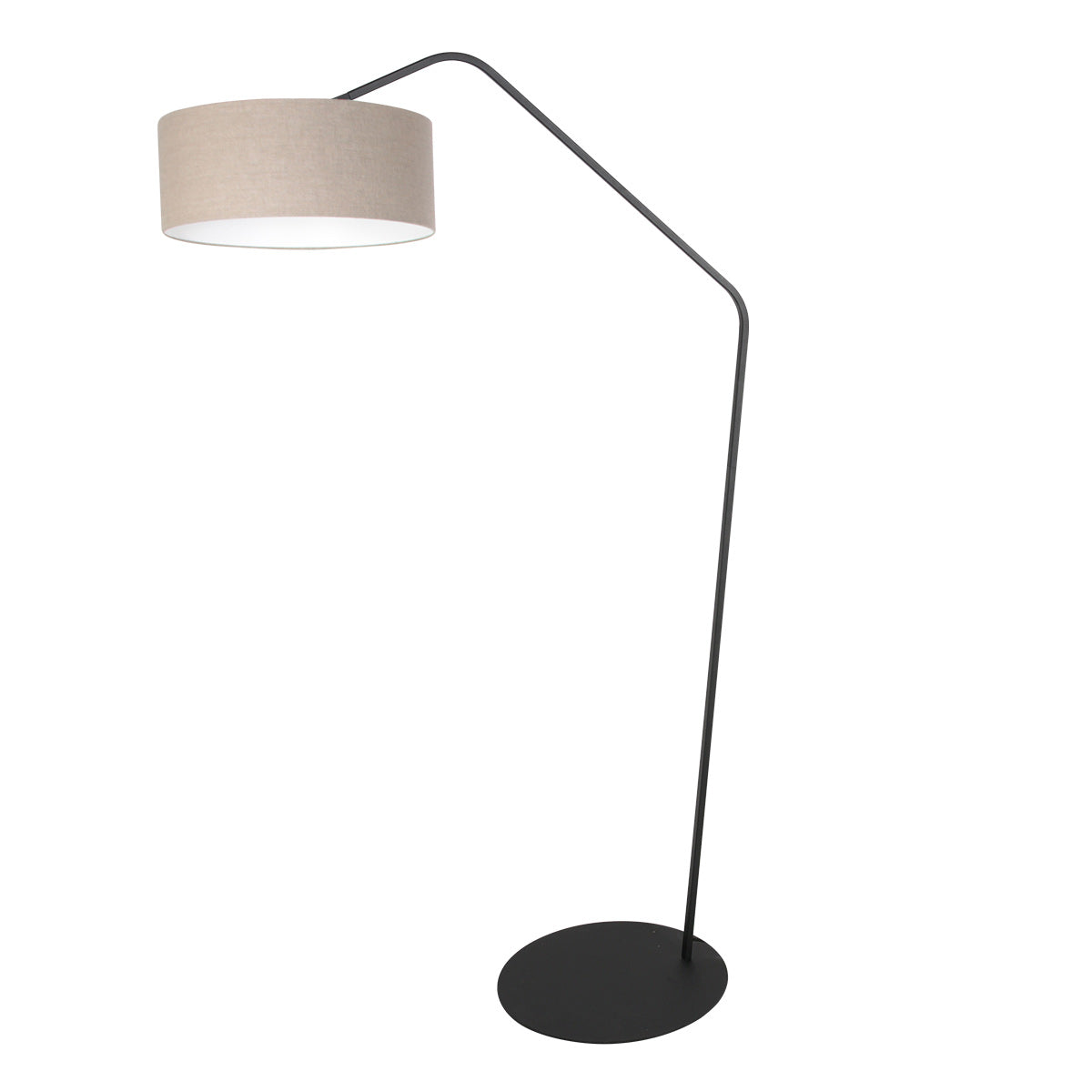 Zwarte vloerlamp Zig-Zag 4245ZW met grijs grof linnen kap – Uniek design en functioneel gebruik