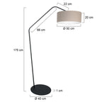 Zwarte vloerlamp Zig-Zag 4245ZW met grijs grof linnen kap – Uniek design en functioneel gebruik