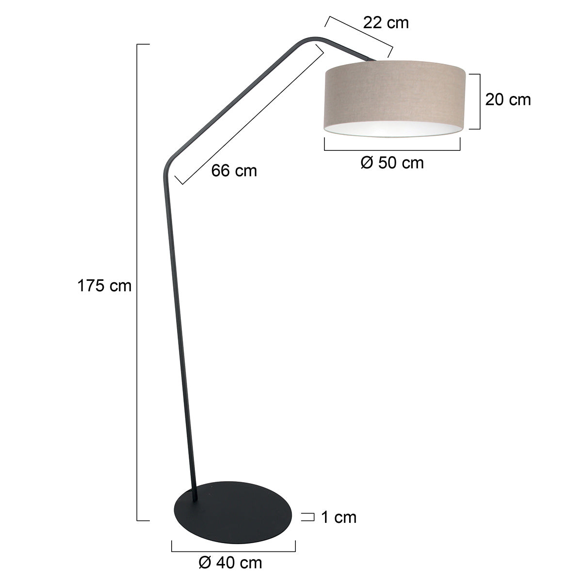 Zwarte vloerlamp Zig-Zag 4245ZW met grijs grof linnen kap – Uniek design en functioneel gebruik