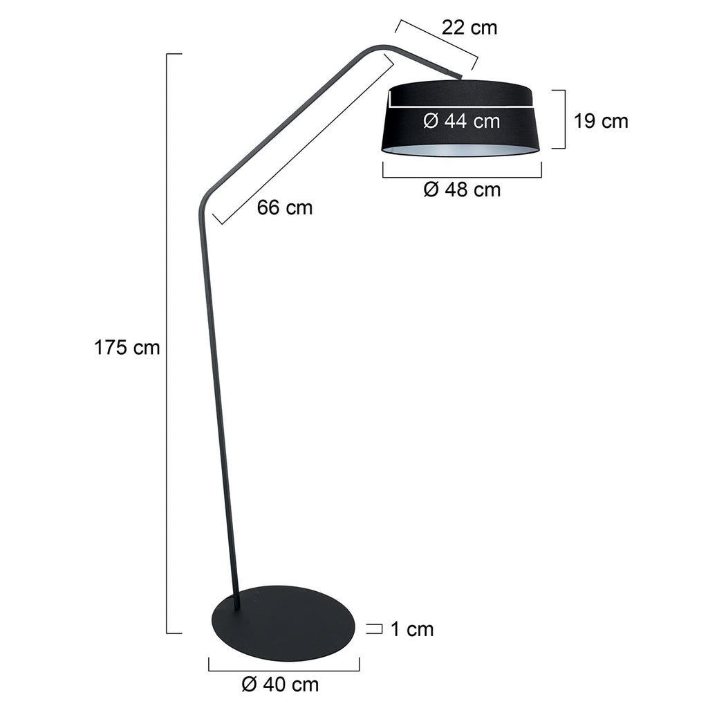 Zwarte vloerlamp Zig-Zag 4255ZW met zwart linnen kap – Uniek design en functioneel gebruik