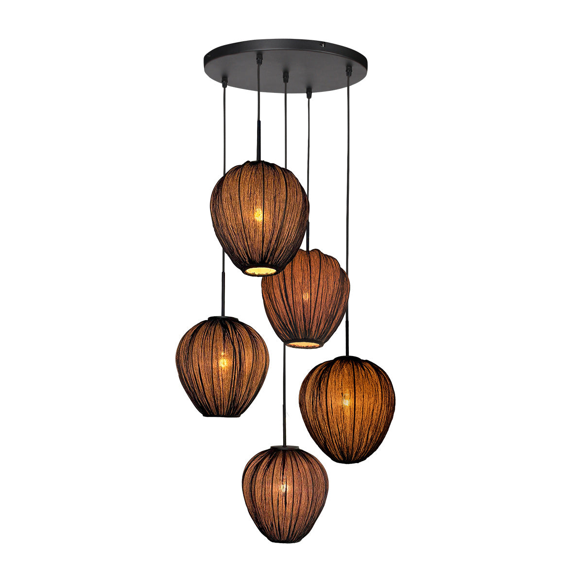 Hanglamp Silura 4282ZW – 5-lichts vide met ronde plafondplaat