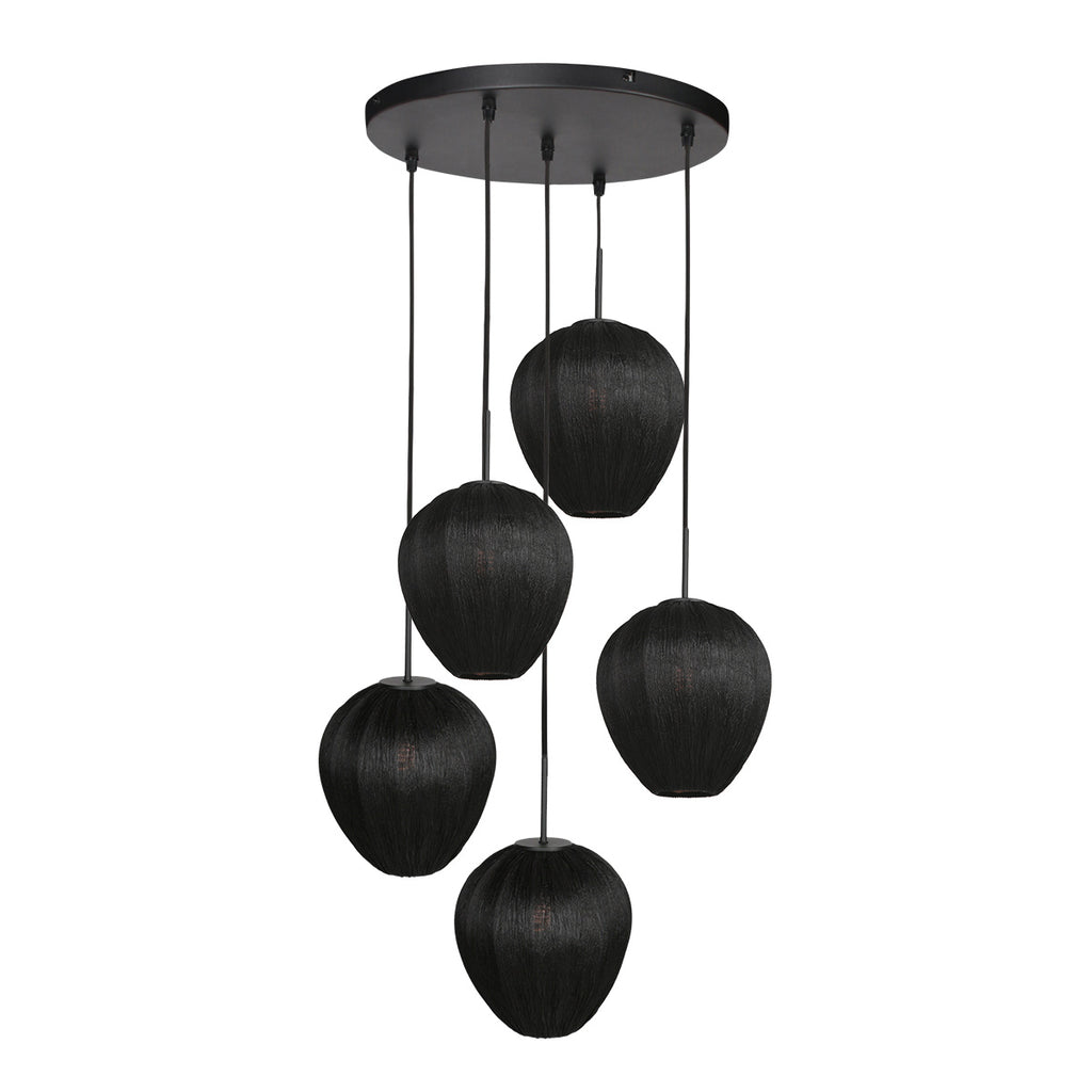 Hanglamp Silura 4282ZW – 5-lichts vide met ronde plafondplaat