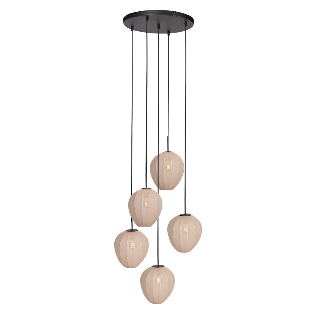 Hanglamp Silura 4283ZW – 5-lichts vide met ronde plafondplaat