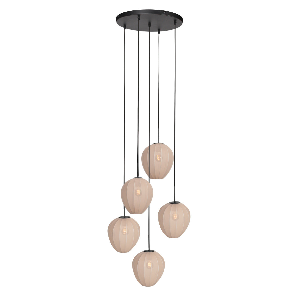 Hanglamp Silura 4283ZW – 5-lichts vide met ronde plafondplaat