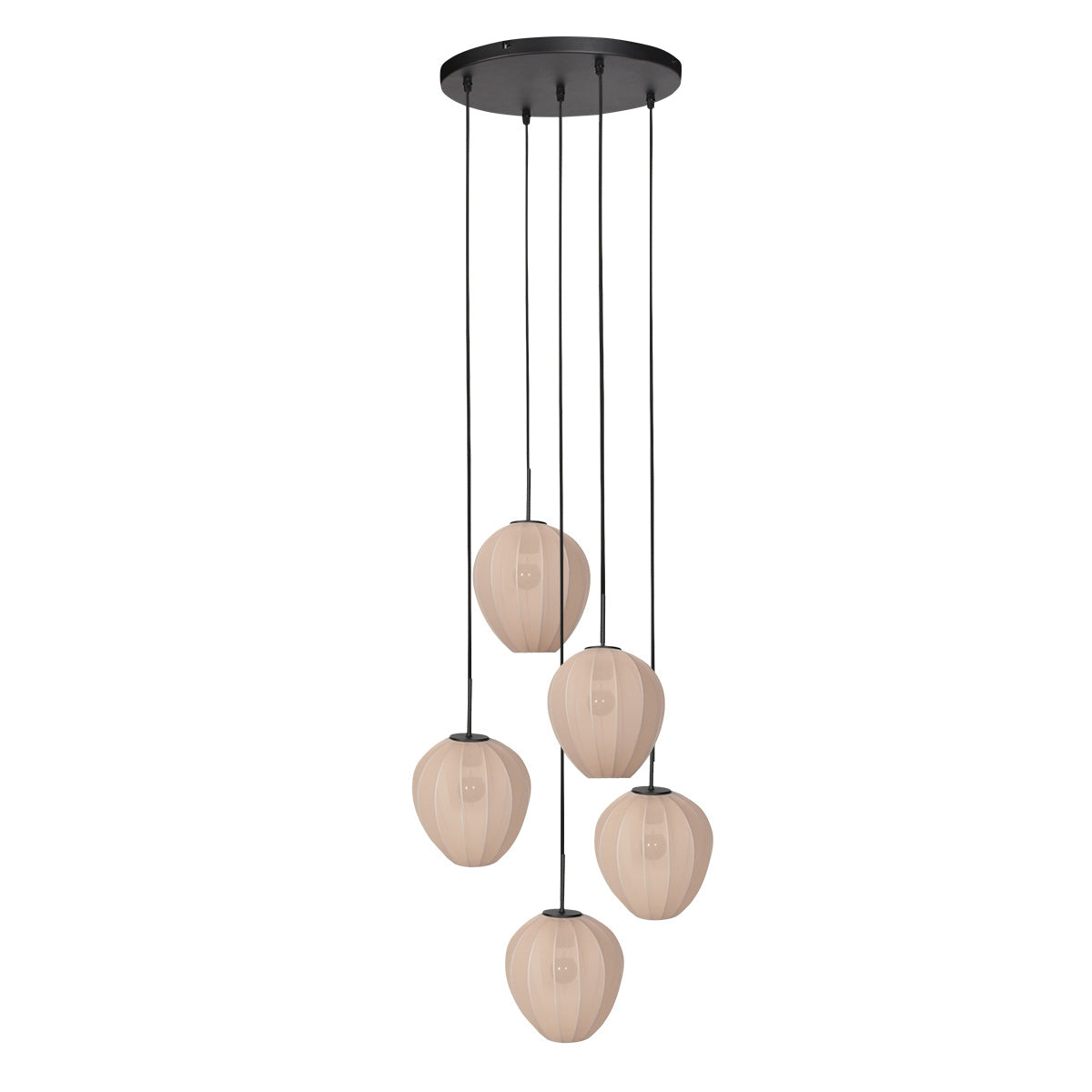 Hanglamp Silura 4283ZW – 5-lichts vide met ronde plafondplaat