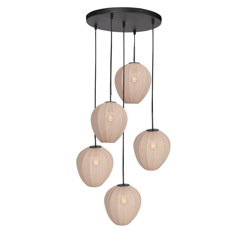 Hanglamp Silura 4283ZW – 5-lichts vide met ronde plafondplaat