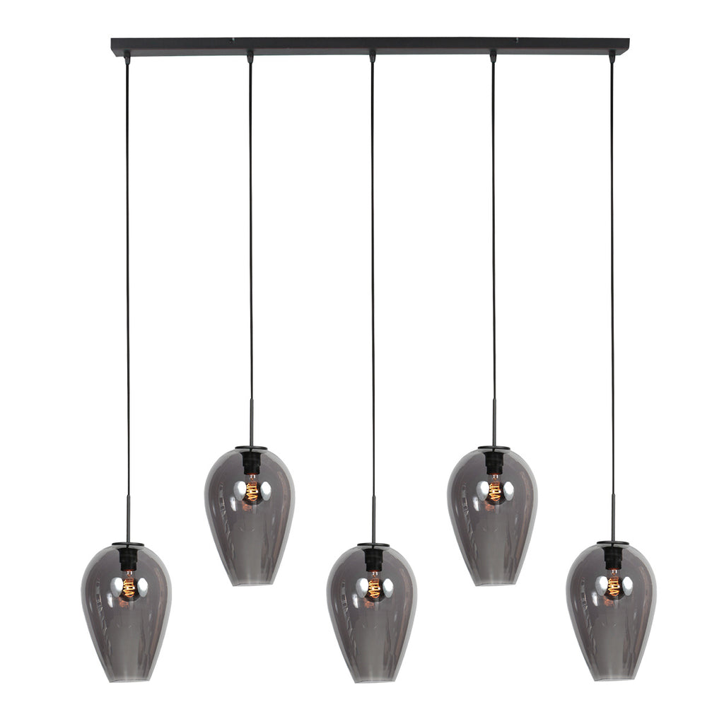 Hanglamp Drovia 4284ZW  met smoke glazen, subtiel speels design