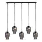 Hanglamp Drovia 4284ZW  met smoke glazen, subtiel speels design
