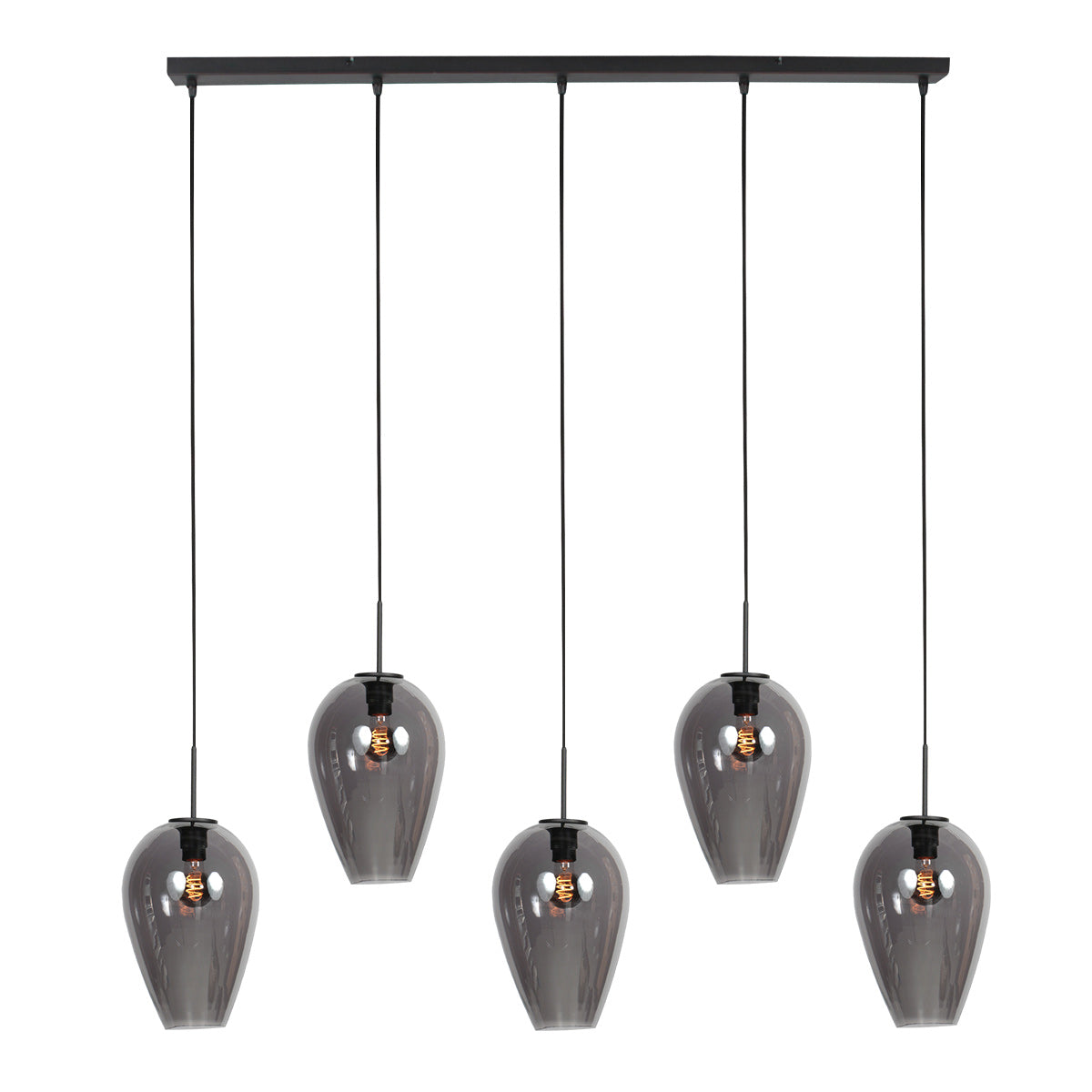 Hanglamp Drovia 4284ZW  met smoke glazen, subtiel speels design