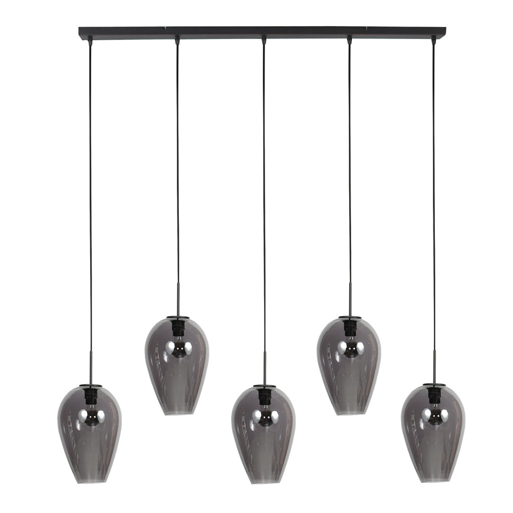 Hanglamp Drovia 4284ZW  met smoke glazen, subtiel speels design