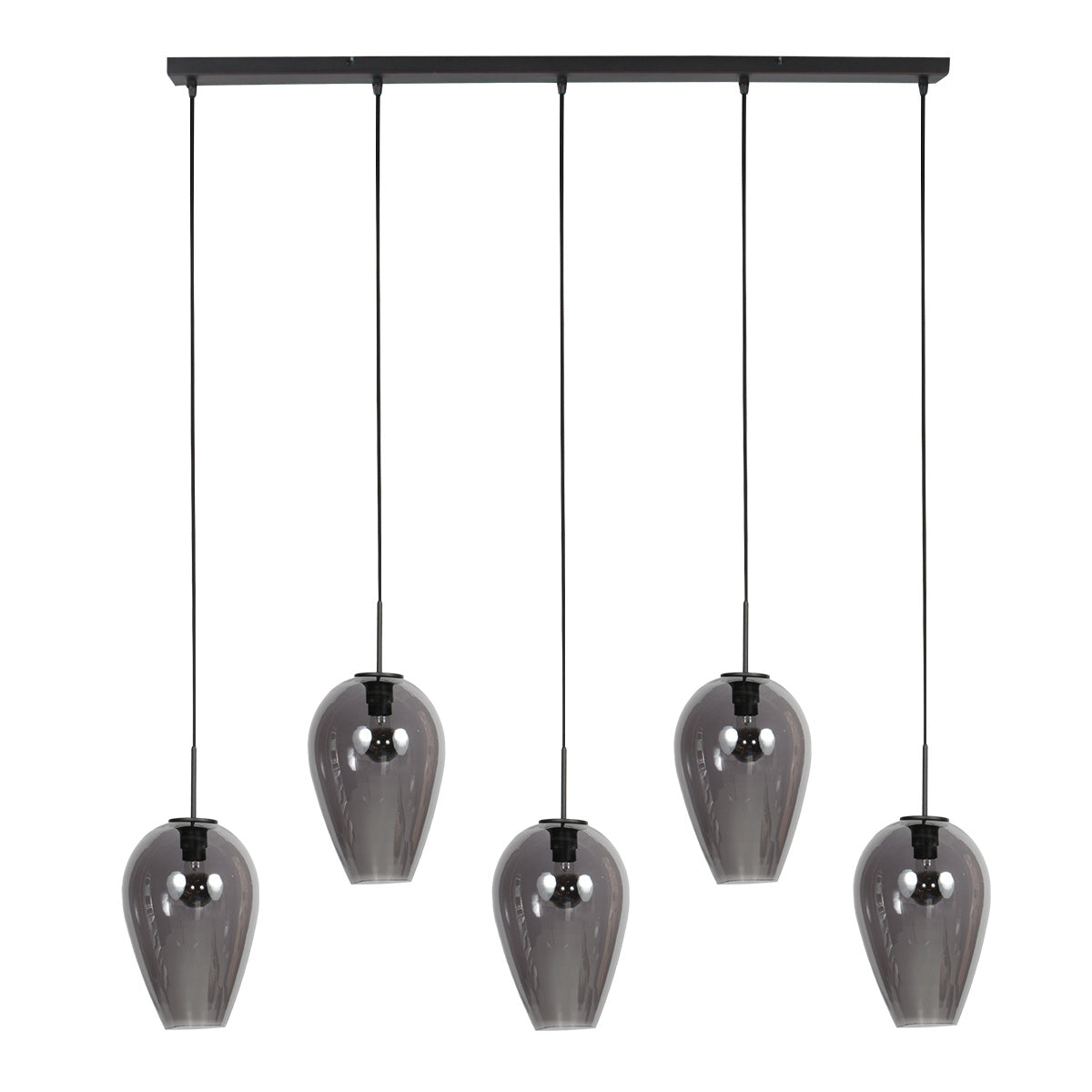 Hanglamp Drovia 4284ZW  met smoke glazen, subtiel speels design