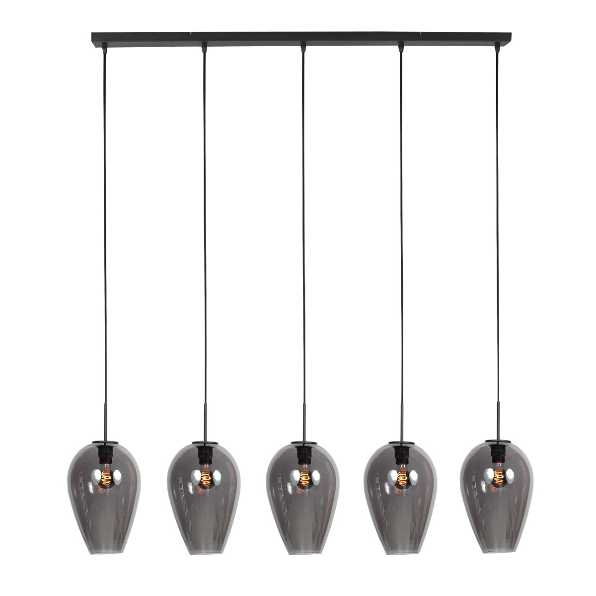Hanglamp Drovia 4284ZW  met smoke glazen, subtiel speels design