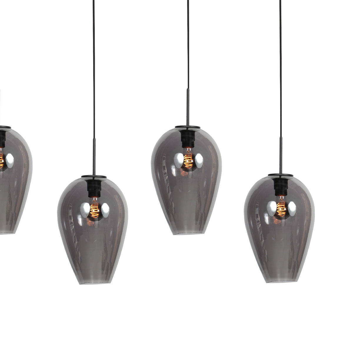 Hanglamp Drovia 4284ZW  met smoke glazen, subtiel speels design