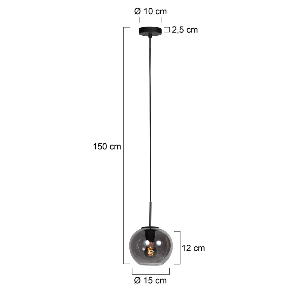 Sferio 4291ZW hanglamp met smoke glas en elegante pendel