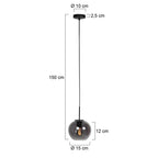 Sferio 4291ZW hanglamp met smoke glas en elegante pendel