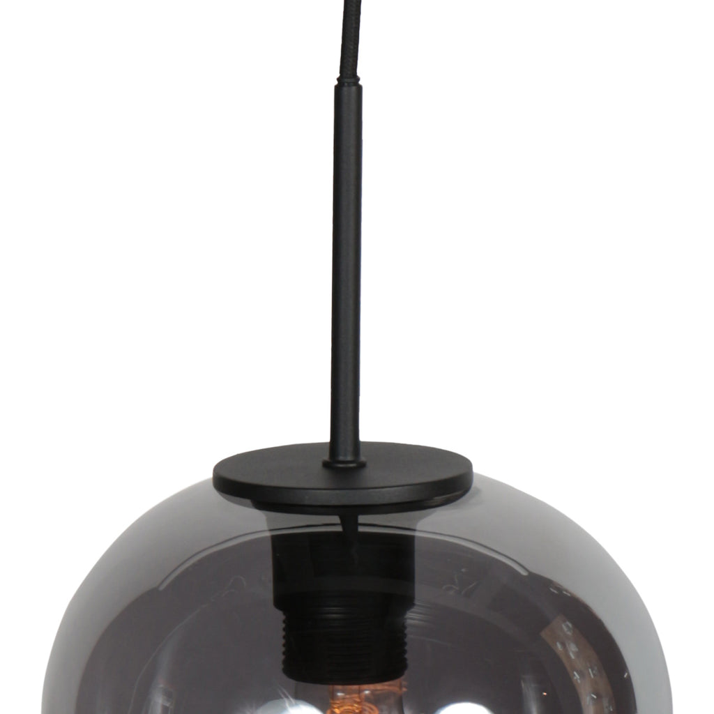 Sferio 4292ZW – Zwarte hanglamp met bolvormig smoke glas van Ø20 cm