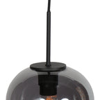 Sferio 4292ZW – Zwarte hanglamp met bolvormig smoke glas van Ø20 cm
