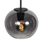 Sferio 4292ZW – Zwarte hanglamp met bolvormig smoke glas van Ø20 cm