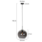 Sferio 4294ZW hanglamp met bolvormig smoke glas van Ø25 cm