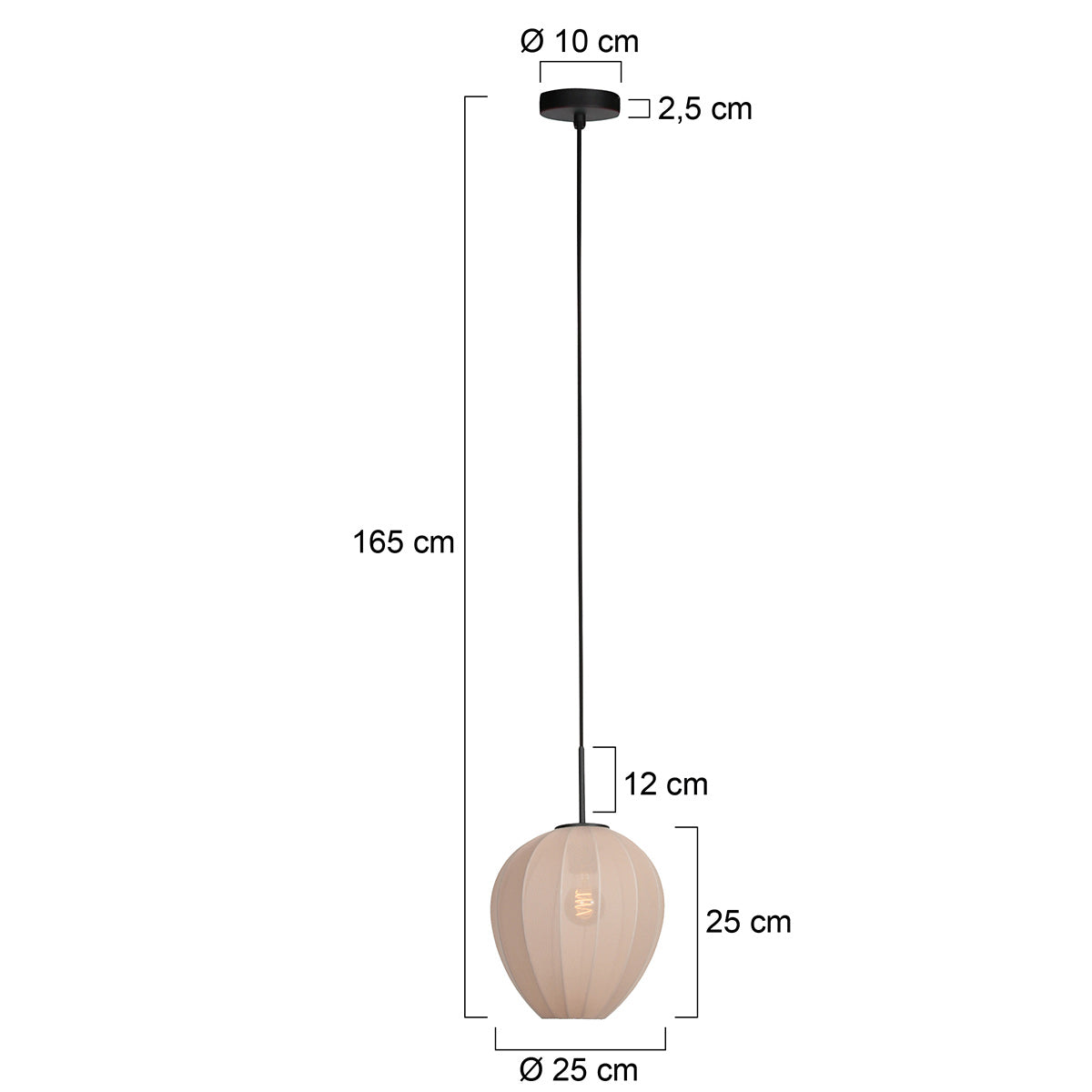Hanglamp Silura 4298ZW 1-lichts met crème linnen kapje