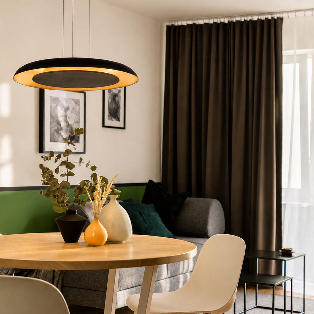Hanglamp Golden Veil zwart met gouden binnenzijde, LED 48 W (4332ZW)