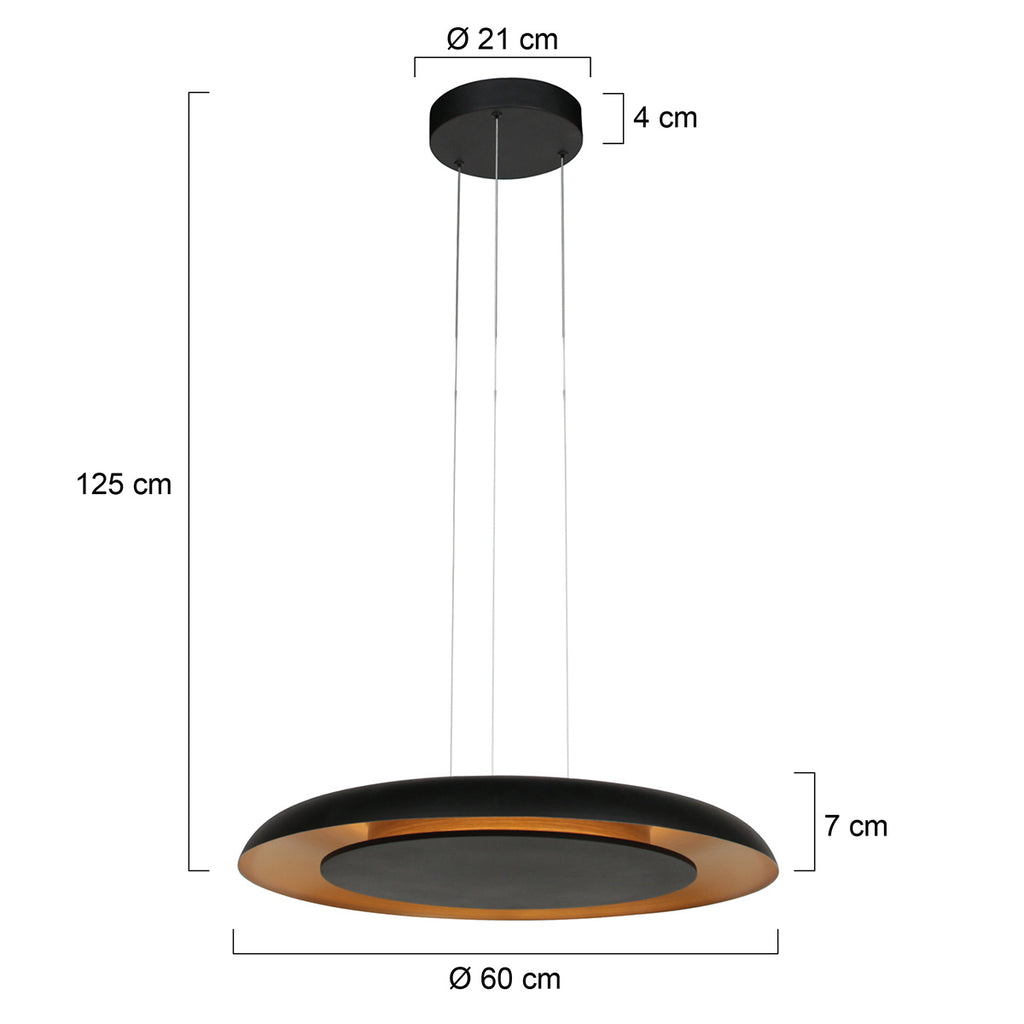 Hanglamp Golden Veil zwart met gouden binnenzijde, LED 48 W (4332ZW)