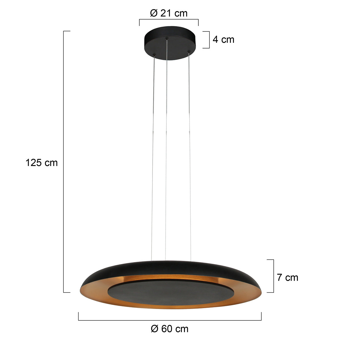 Hanglamp Golden Veil zwart met gouden binnenzijde, LED 48 W (4332ZW)