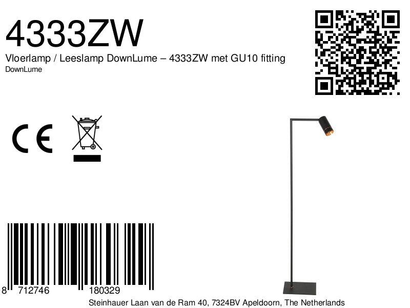 Vloerlamp / Leeslamp DownLume – 4333ZW met GU10 fitting