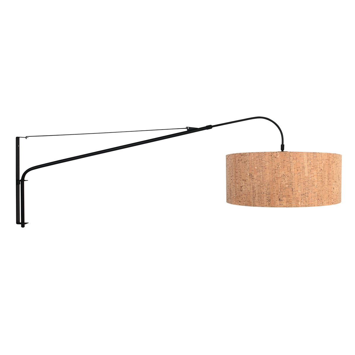 Wandlamp Elegant Classy 4336ZW zwart met beige kurk kap Ø50 cm