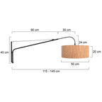Wandlamp Elegant Classy 4336ZW zwart met beige kurk kap Ø50 cm