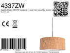 Hanglamp Sparkled Light 4337ZW zwart met beige kurkstructuur kap