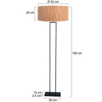 Zwarte vloerlamp Stang 4338ZW met beige kurk kap Ø50