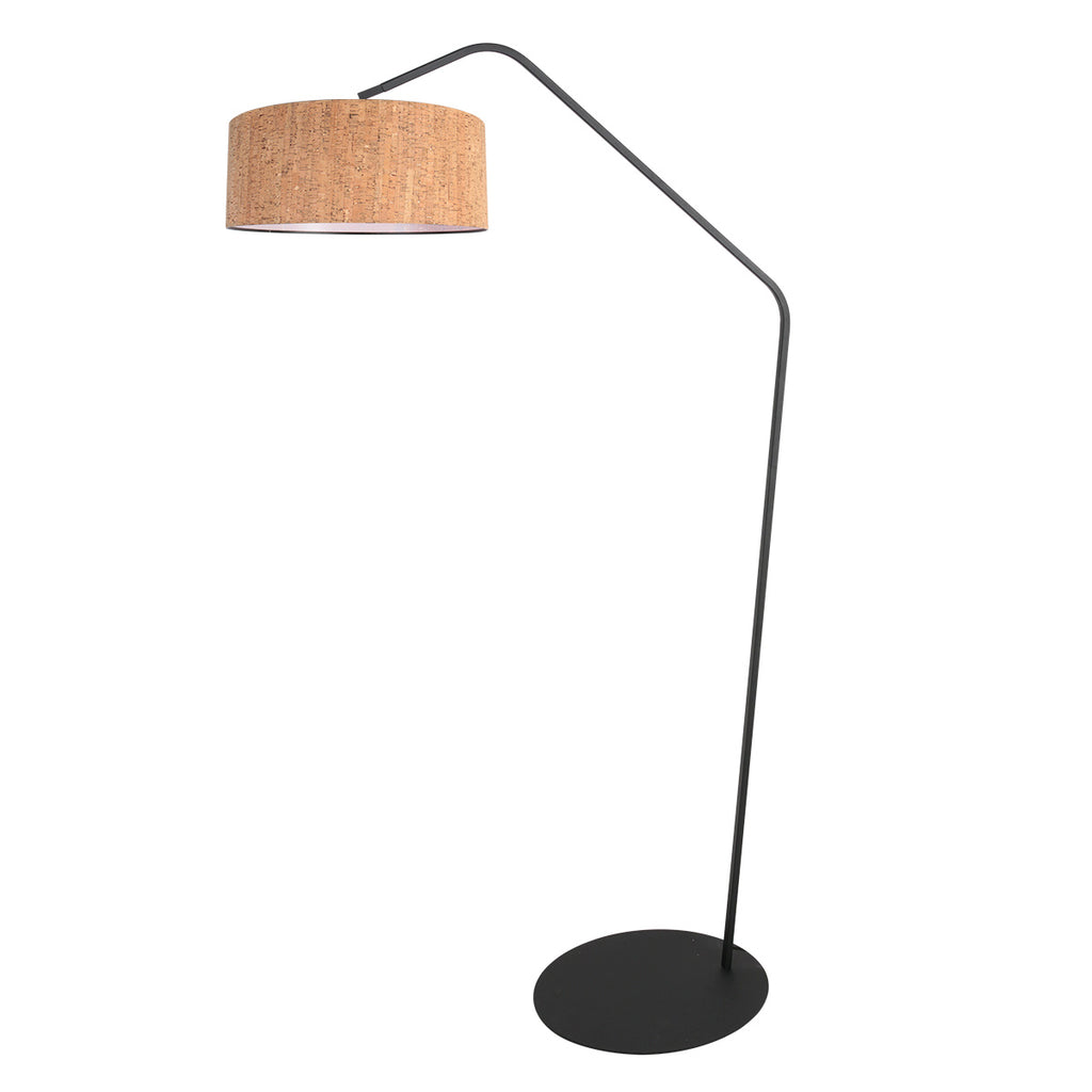 Zwarte vloerlamp Zig Zag 4339ZW – speels zwart design met kurken kap